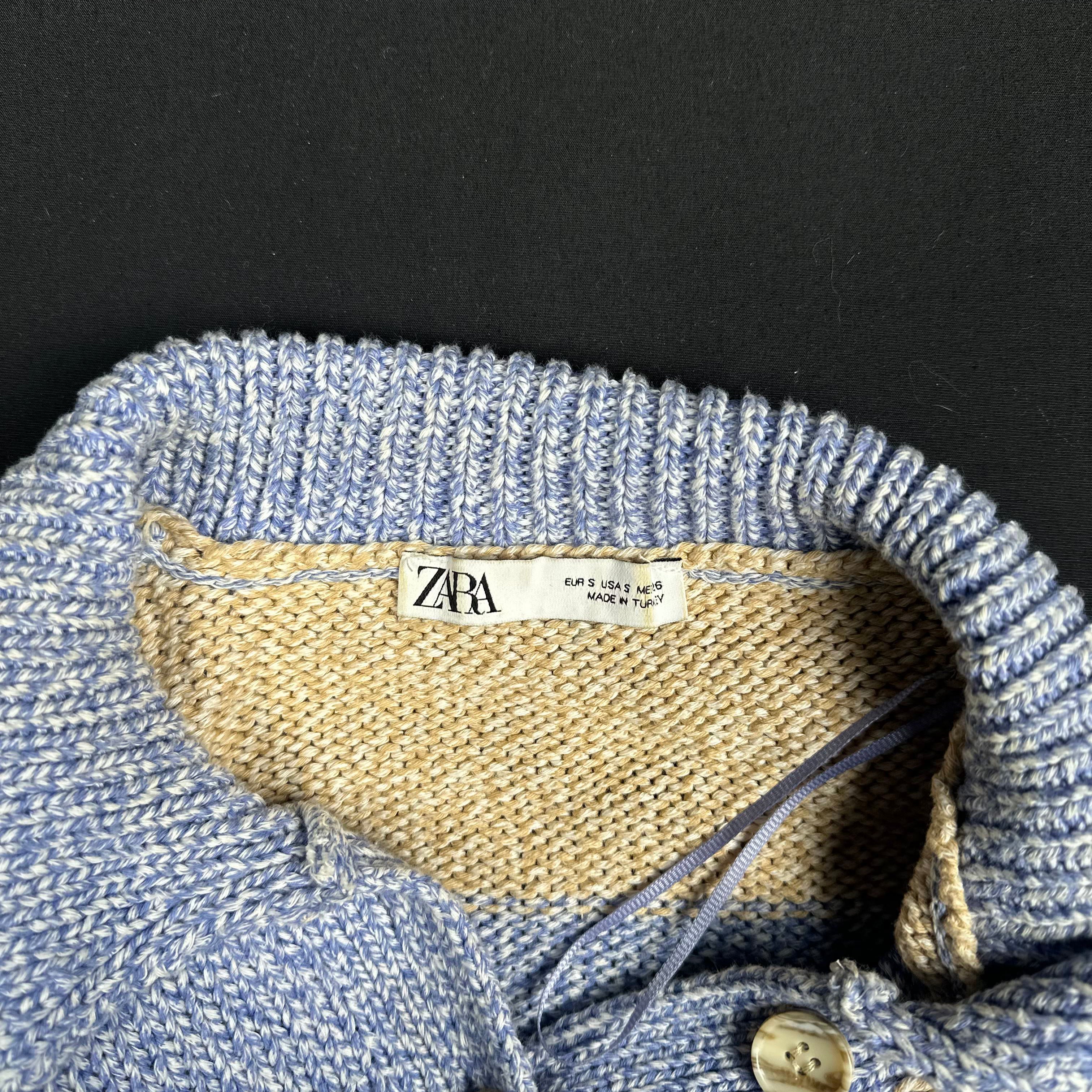 Zara - sweater - Beige, Denim Blue - (Storlek: S)