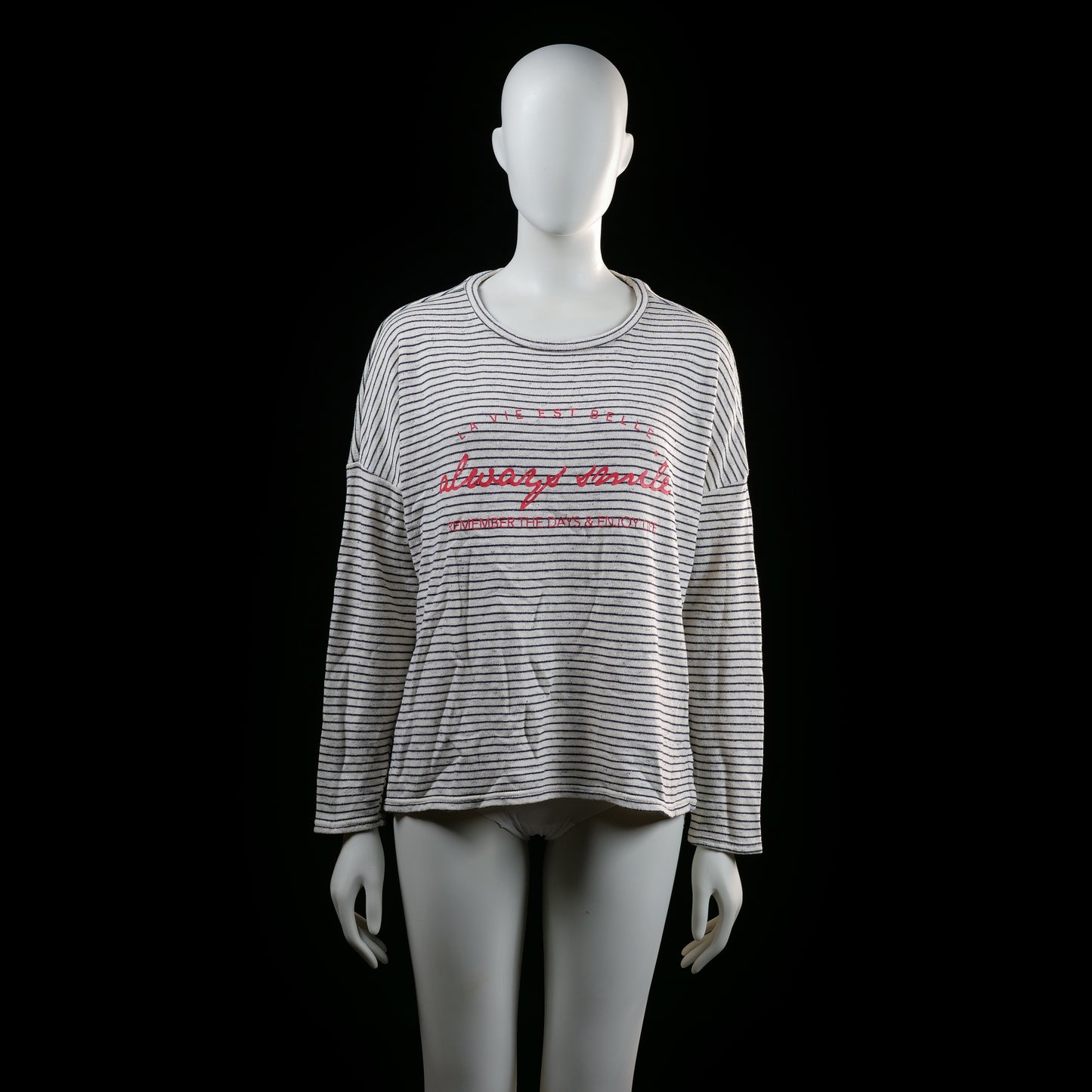 Amisu - long-sleeve top - Ivory, Black - (Storlek: L)