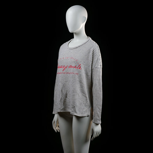 Amisu - long-sleeve top - Ivory, Black - (Storlek: L)