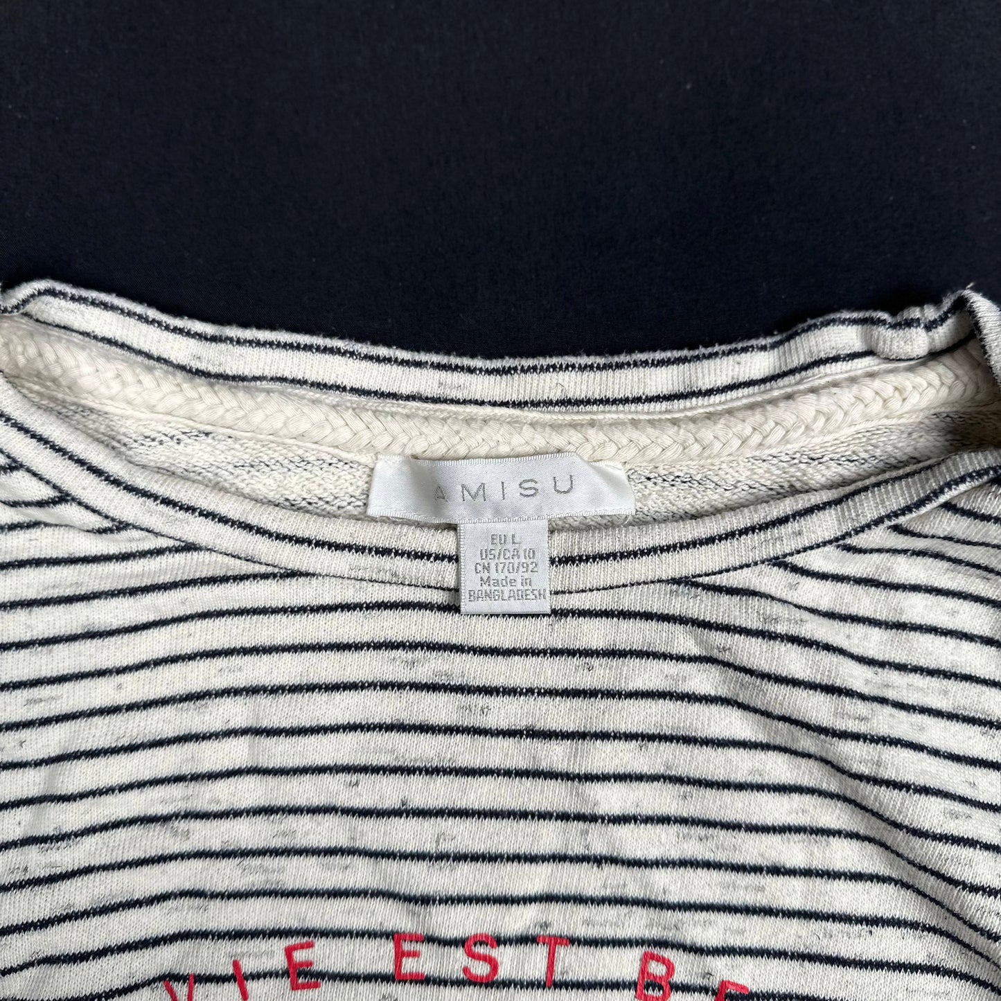 Amisu - long-sleeve top - Ivory, Black - (Storlek: L)