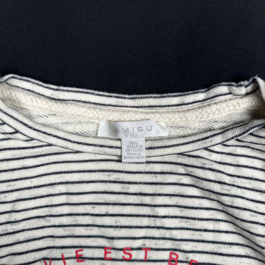 Amisu - long-sleeve top - Ivory, Black - (Storlek: L)