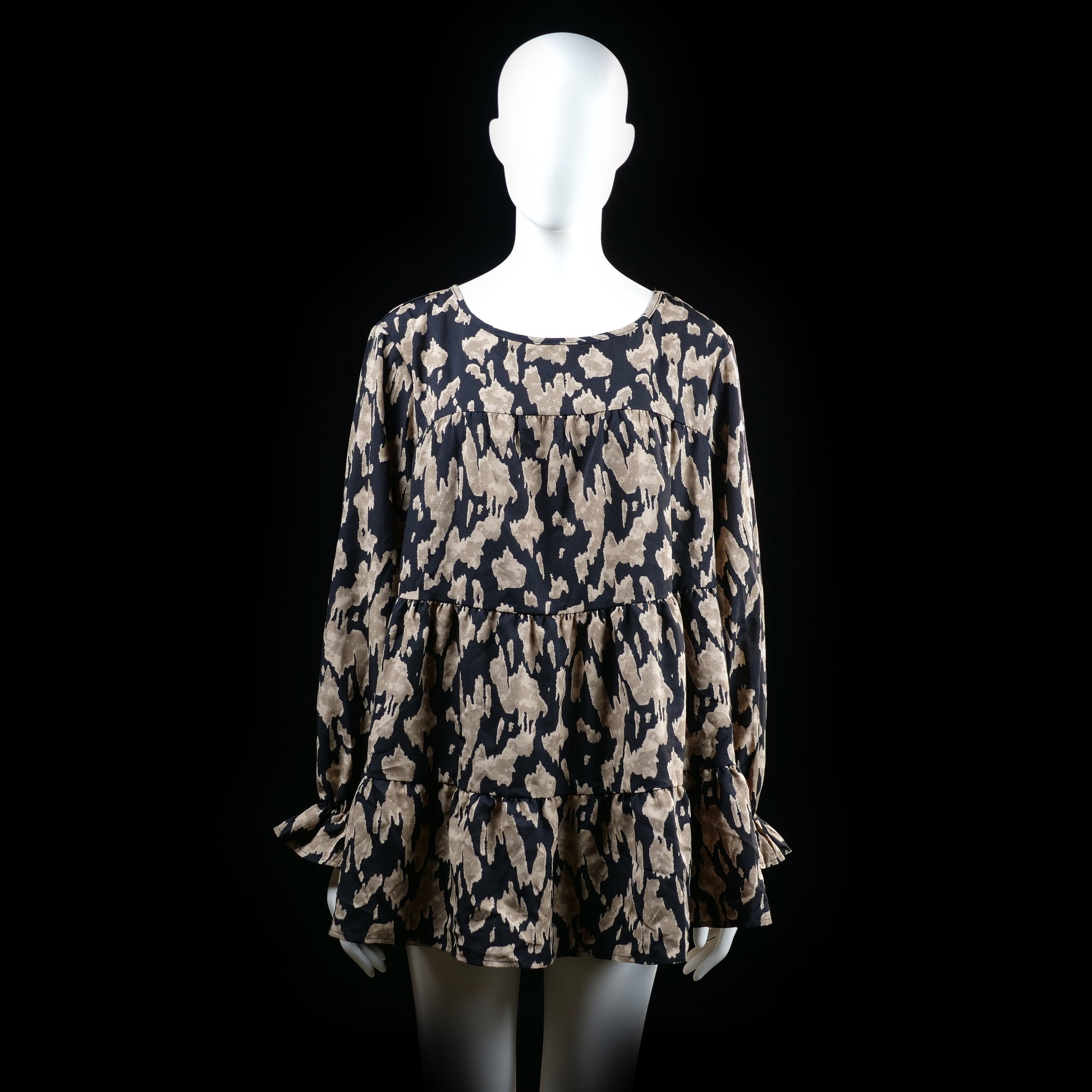 Shein - tunic - Black, Beige - (Storlek: 1XL)