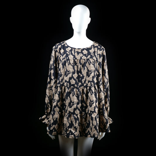 Shein - tunic - Black, Beige - (Storlek: 1XL)