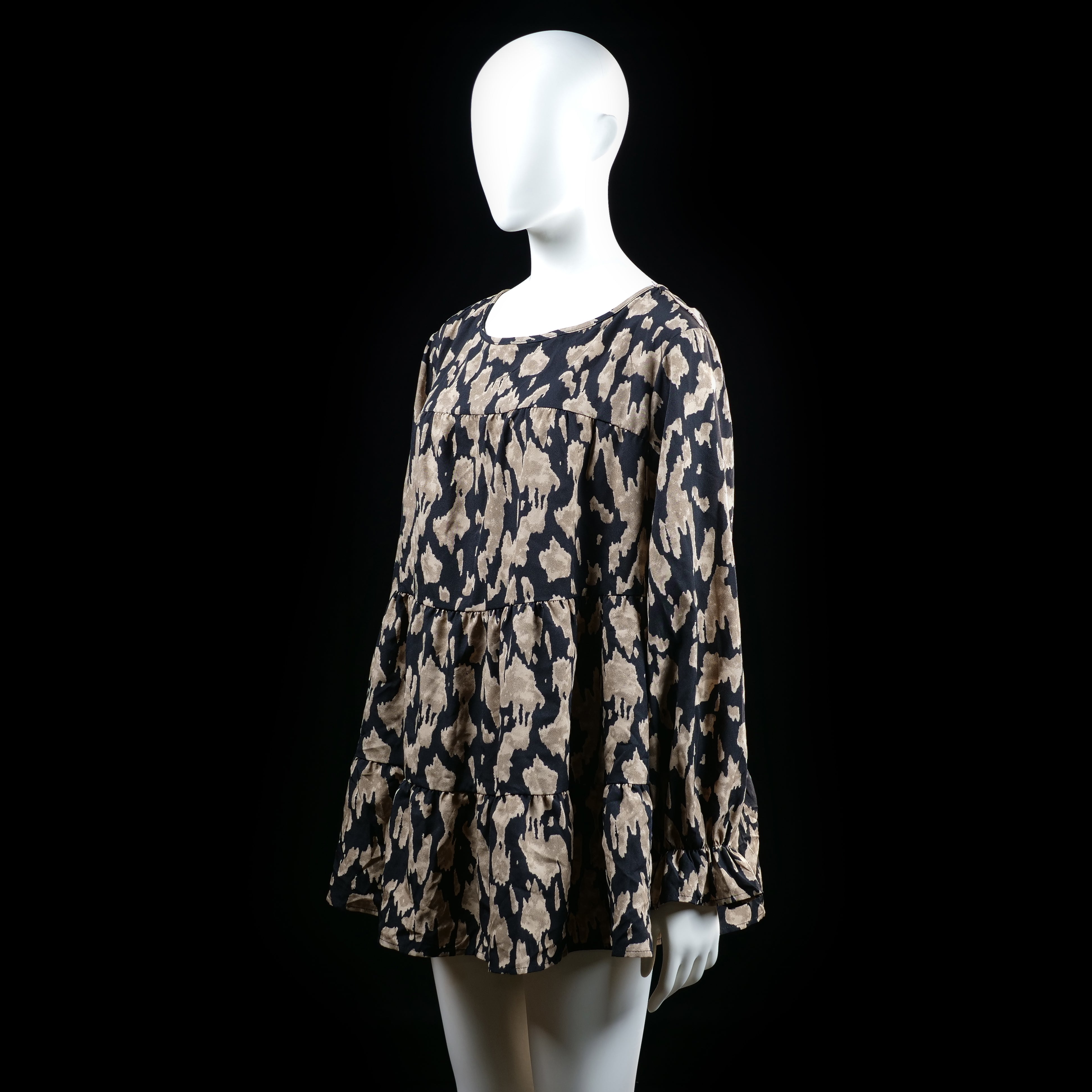 Shein - tunic - Black, Beige - (Storlek: 1XL)