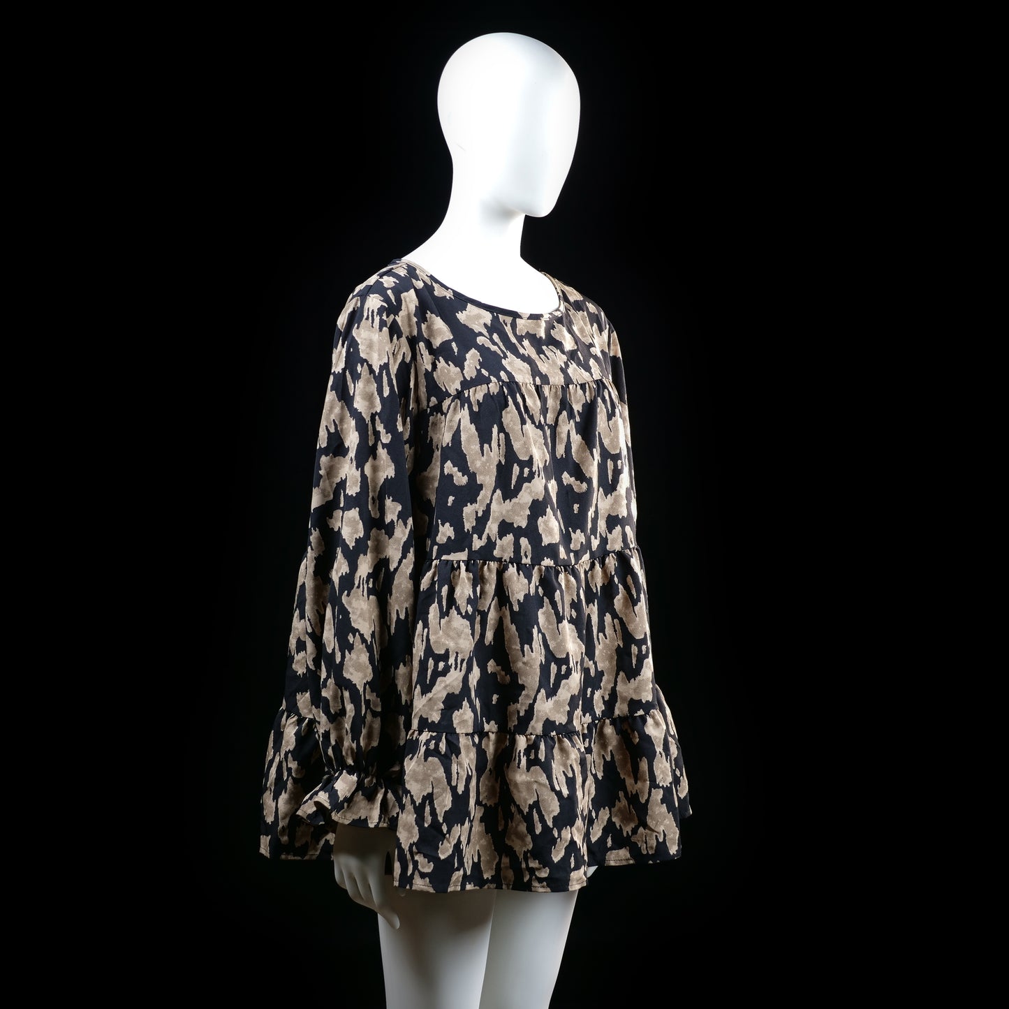 Shein - tunic - Black, Beige - (Storlek: 1XL)