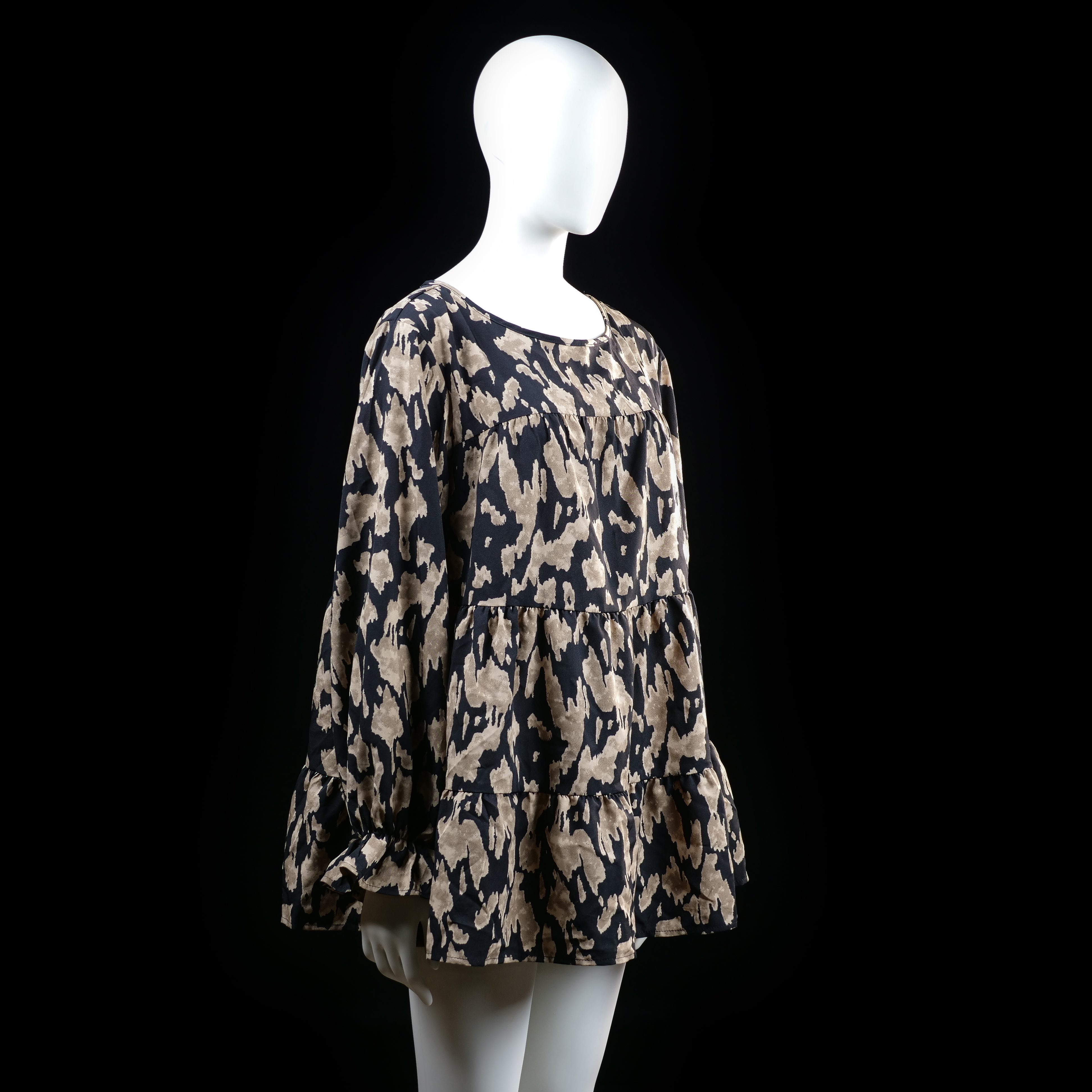 Shein - tunic - Black, Beige - (Storlek: 1XL)