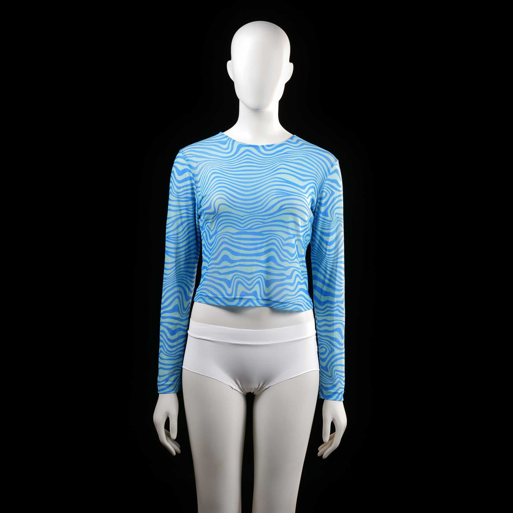 Shein - long-sleeve top - Sky Blue, Mint - (Storlek: M)