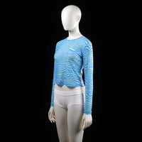 Shein - long-sleeve top - Sky Blue, Mint - (Storlek: M)