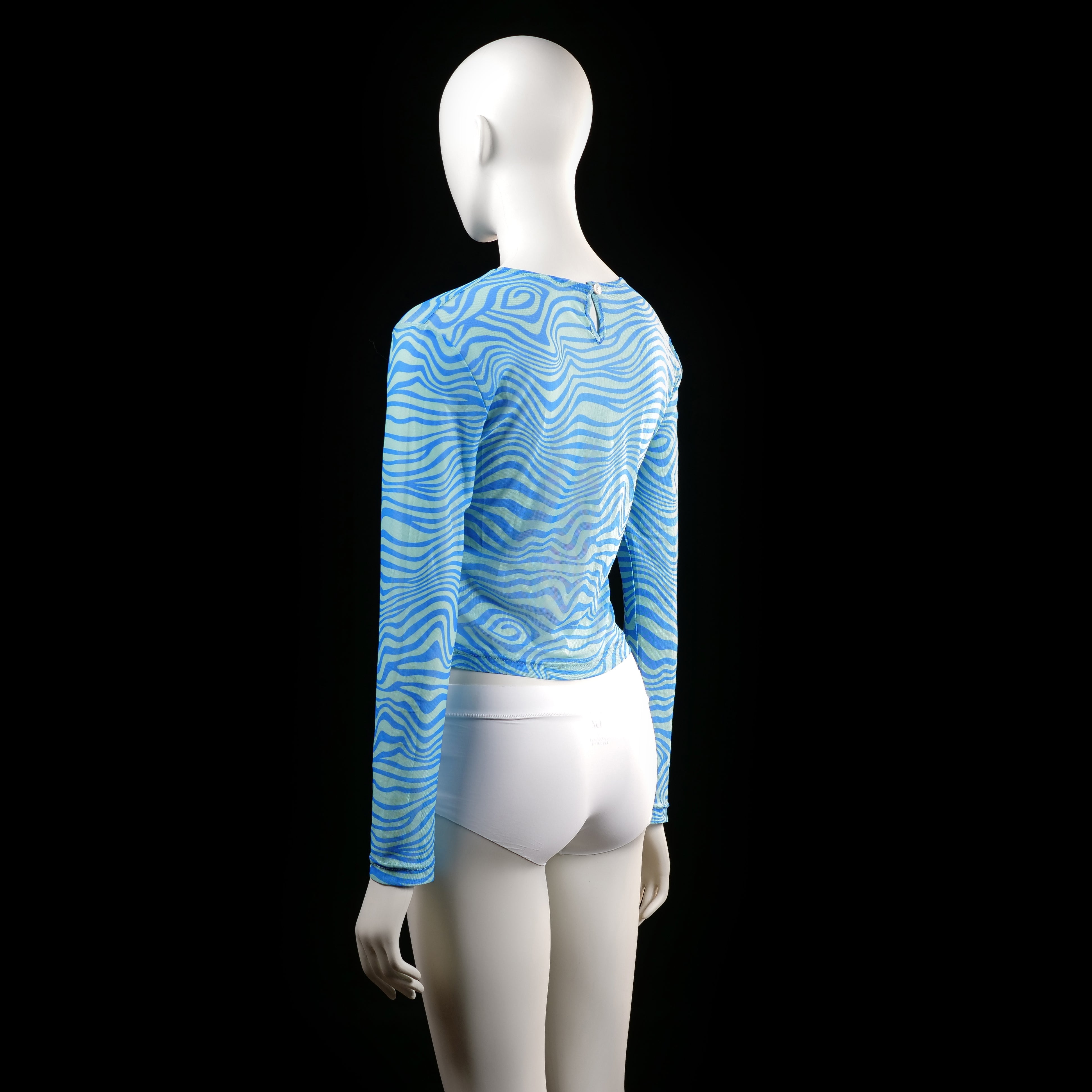 Shein - long-sleeve top - Sky Blue, Mint - (Storlek: M)