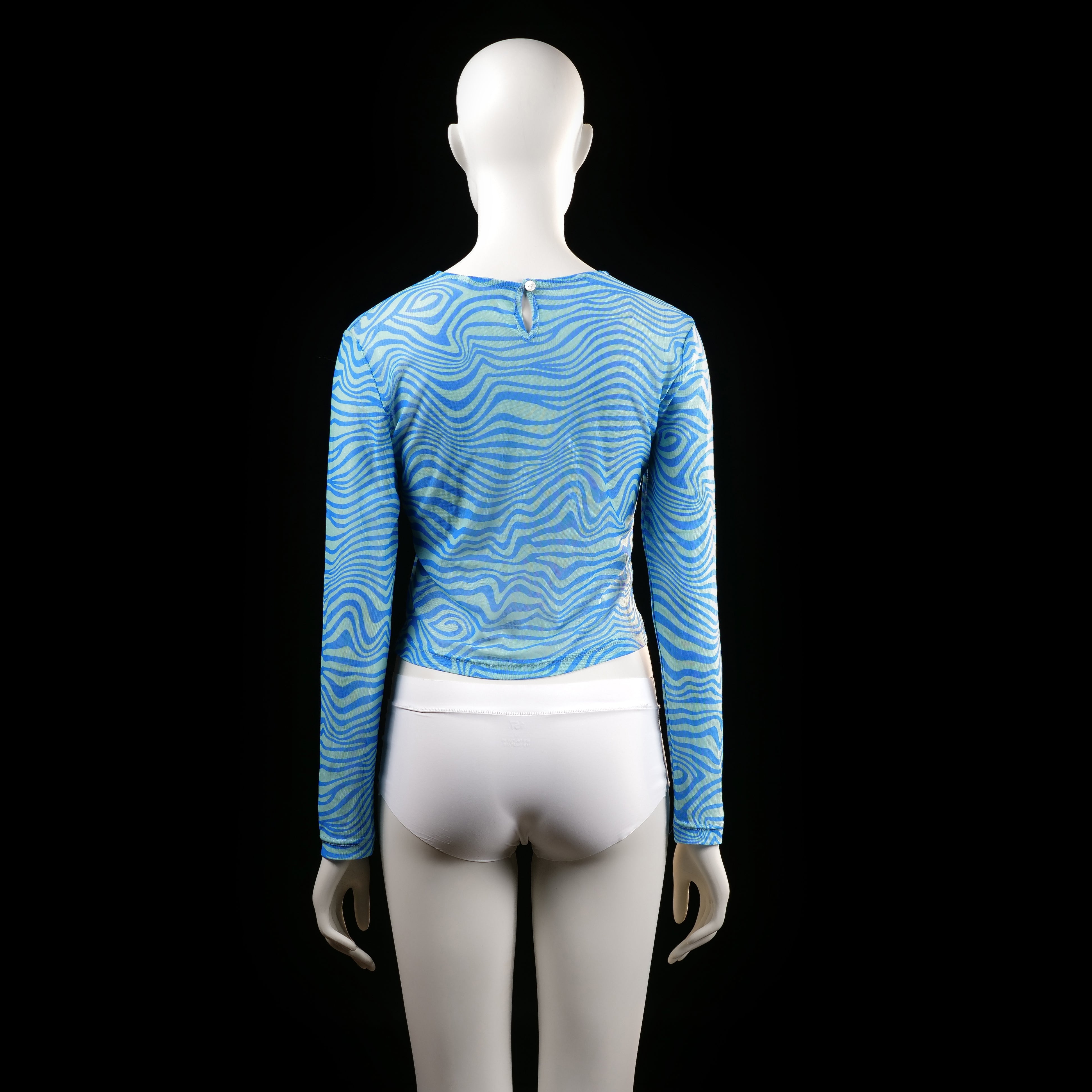 Shein - long-sleeve top - Sky Blue, Mint - (Storlek: M)