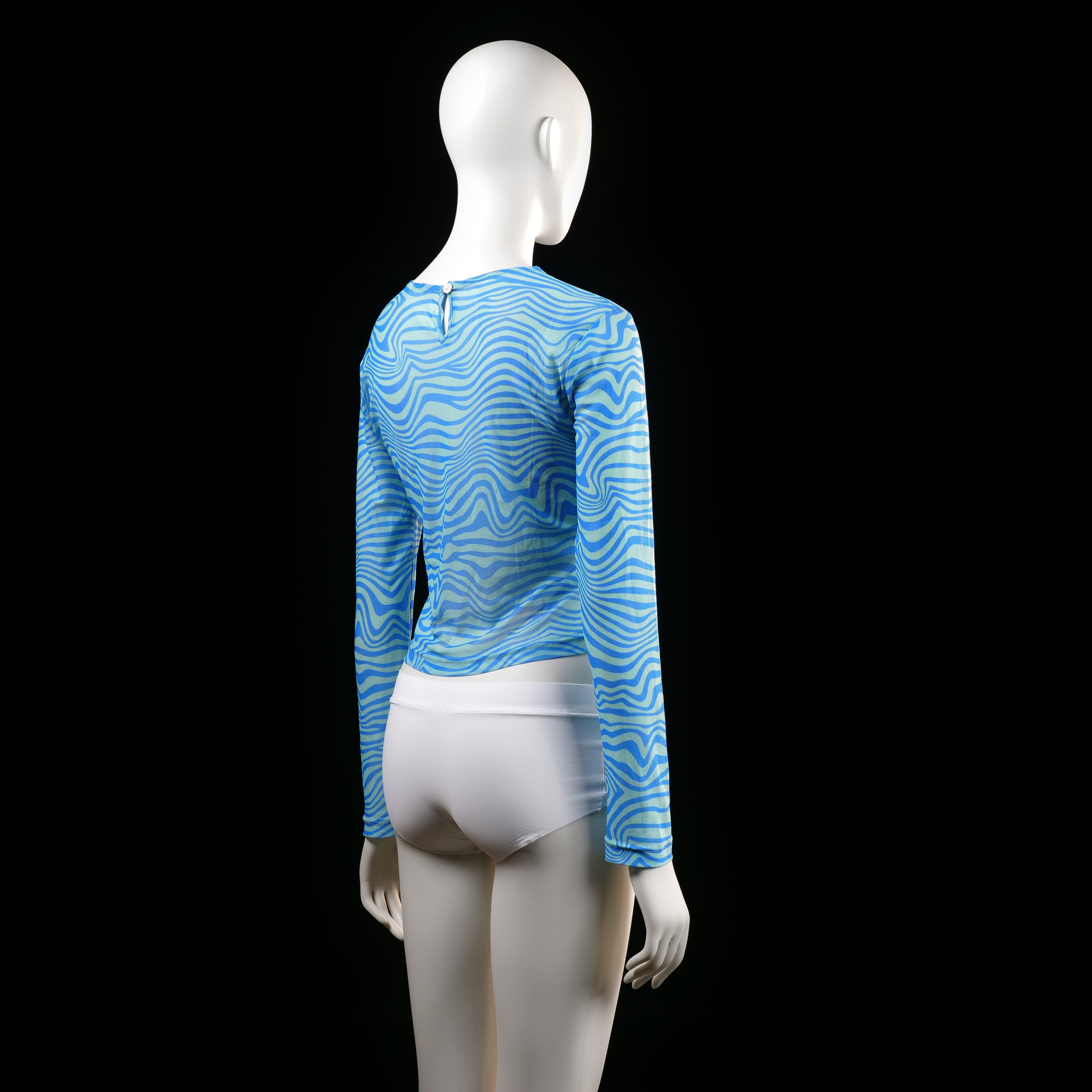 Shein - long-sleeve top - Sky Blue, Mint - (Storlek: M)