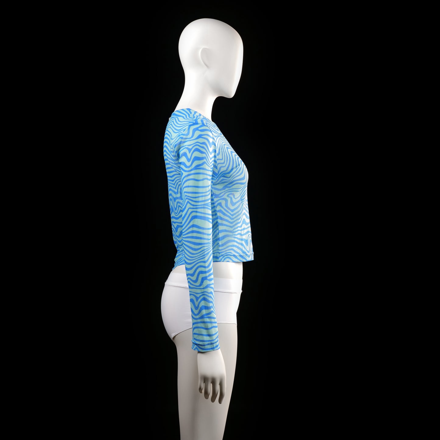 Shein - long-sleeve top - Sky Blue, Mint - (Storlek: M)