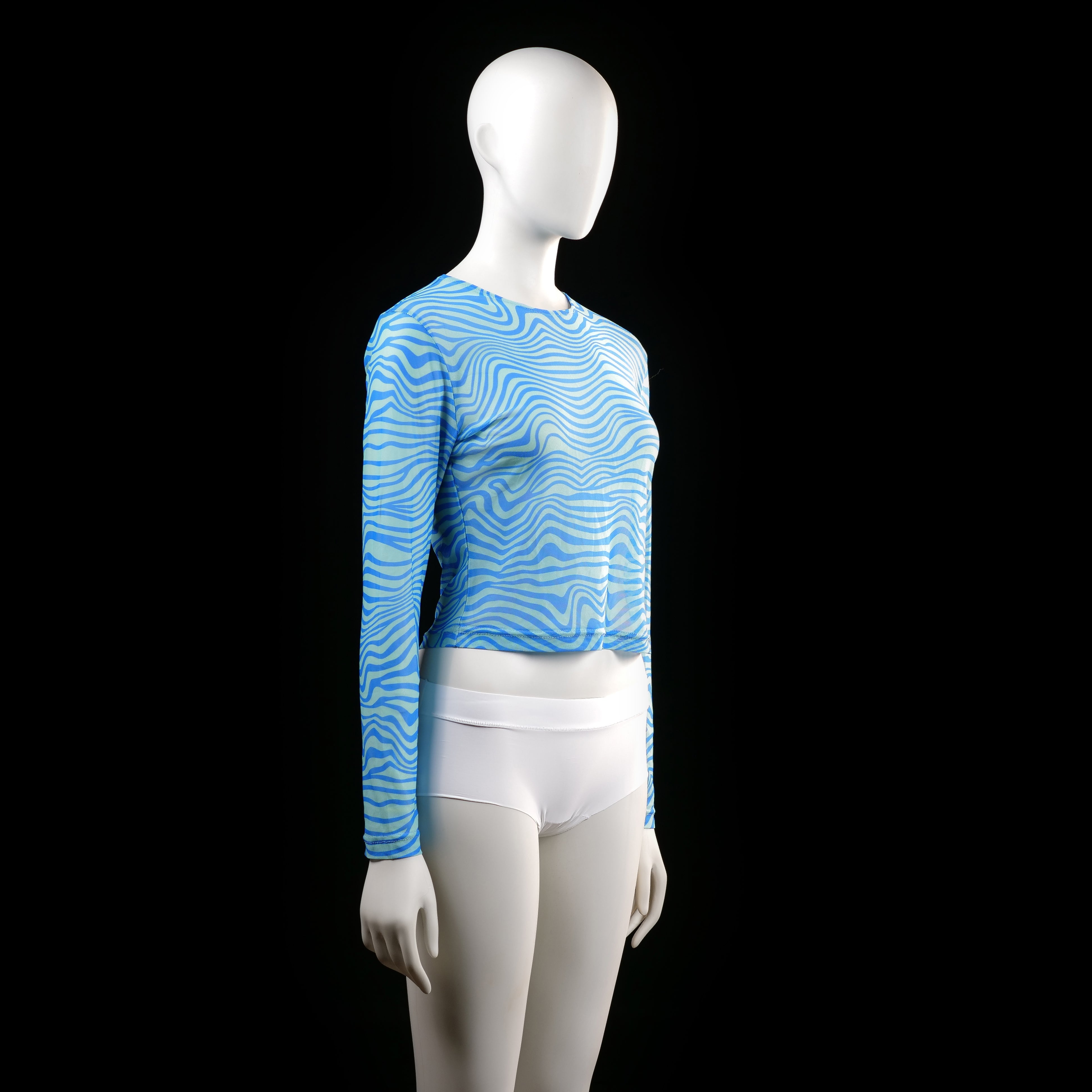 Shein - long-sleeve top - Sky Blue, Mint - (Storlek: M)