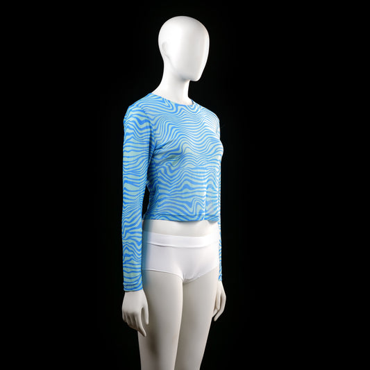 Shein - long-sleeve top - Sky Blue, Mint - (Storlek: M)