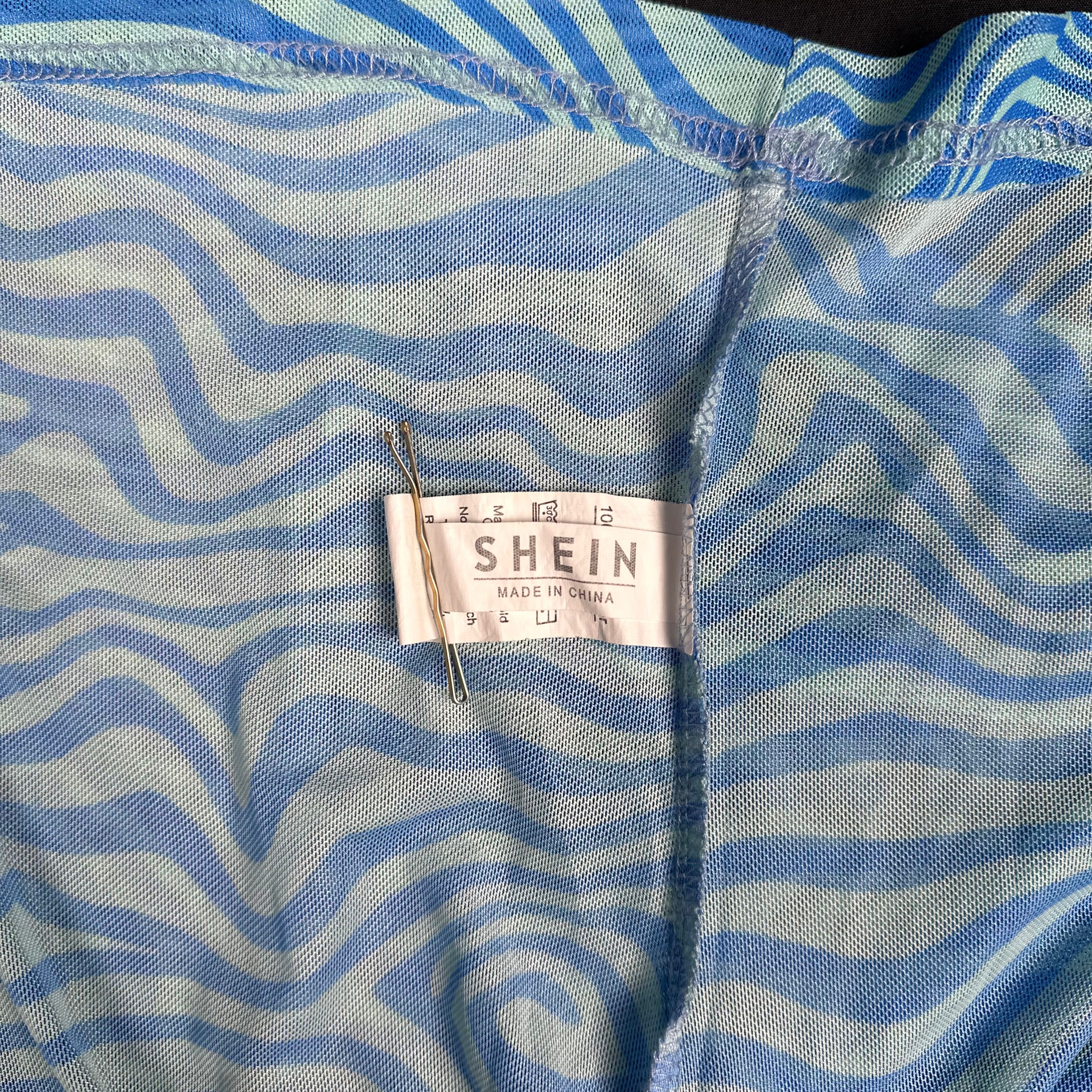 Shein - long-sleeve top - Sky Blue, Mint - (Storlek: M)