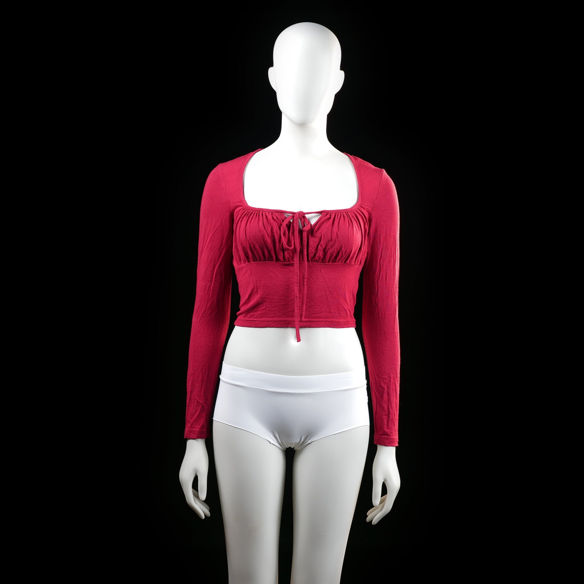 Shein - long-sleeve top - Red - (Storlek: S)