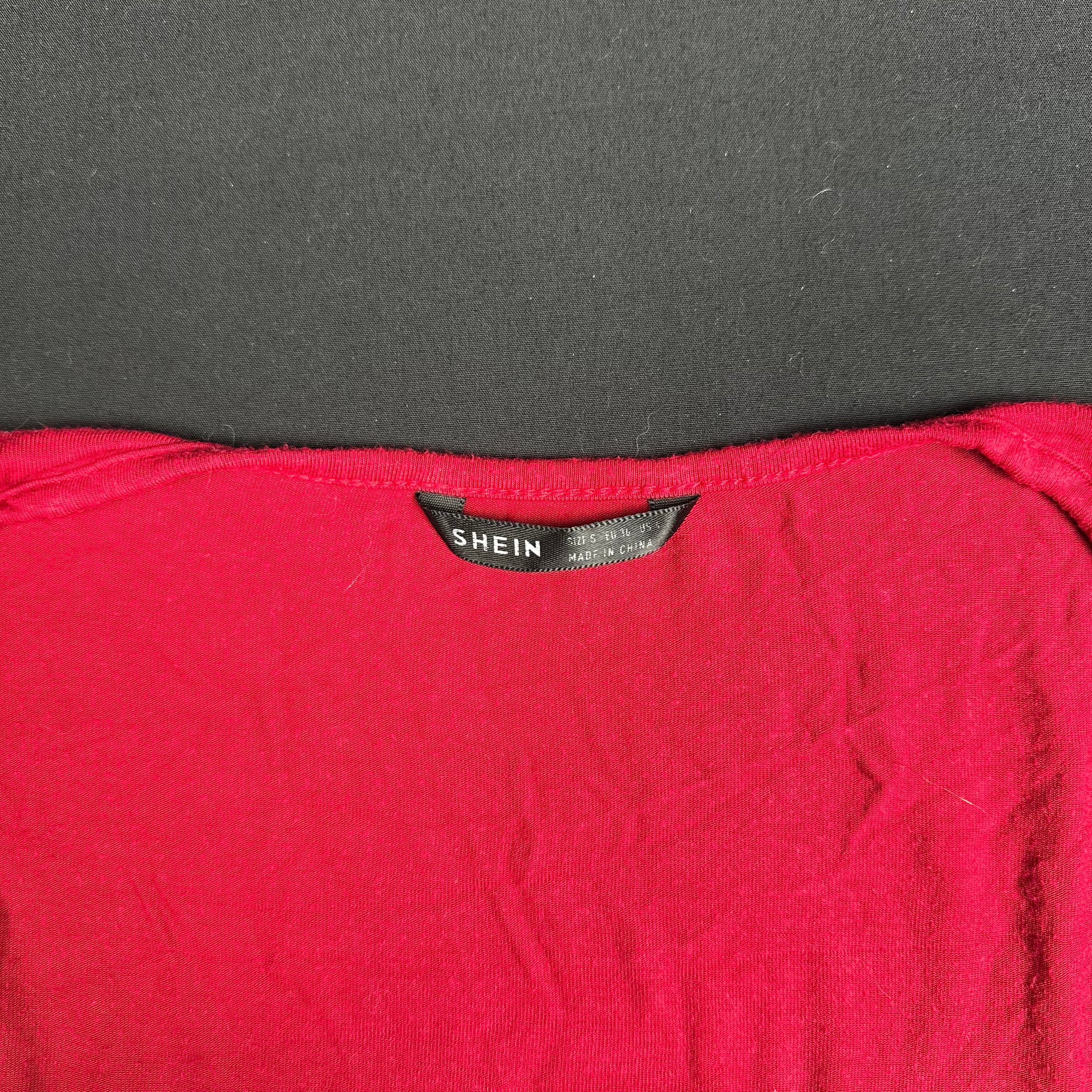 Shein - long-sleeve top - Red - (Storlek: S)