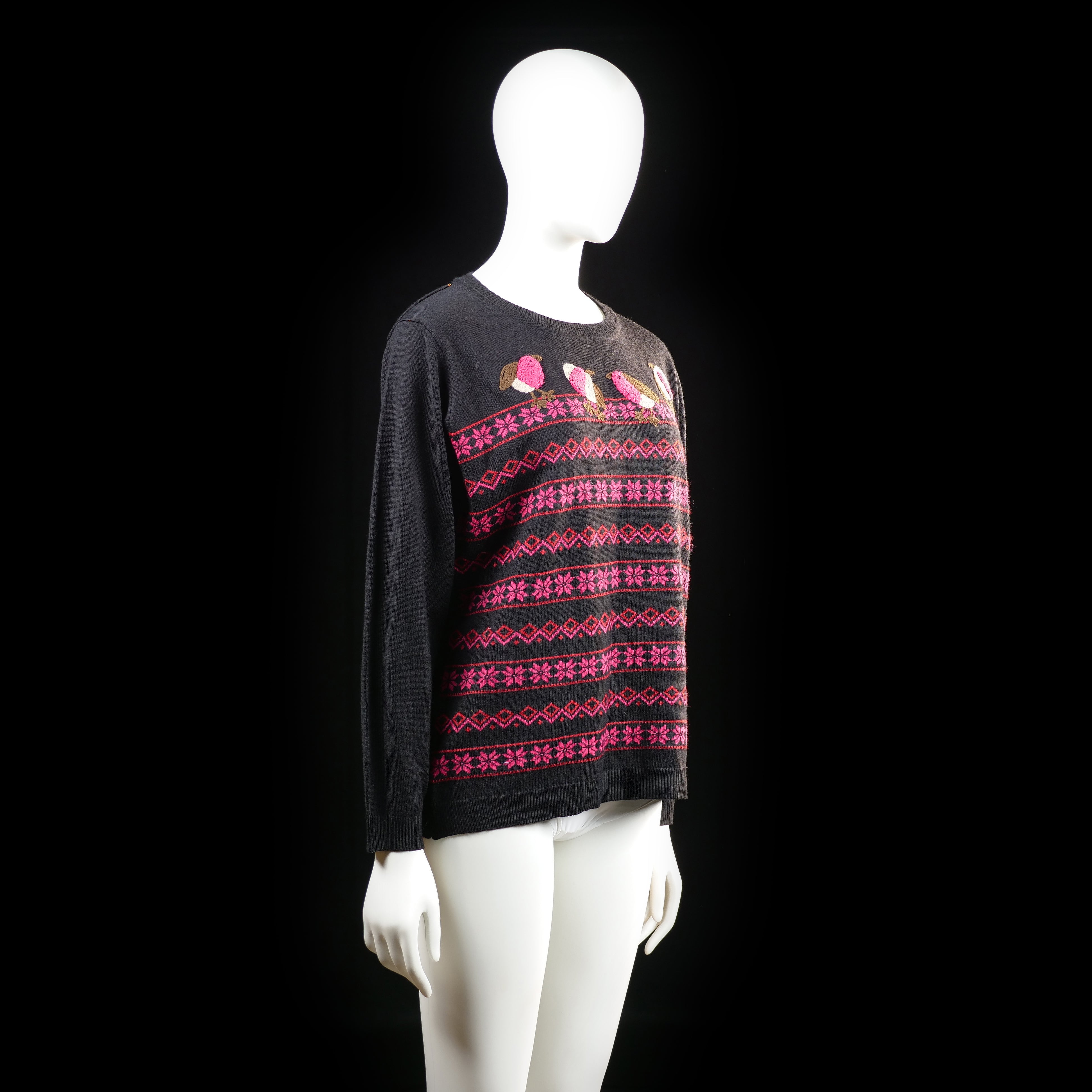 Mud Flower - sweater - Black, Pink - (Storlek: L, XL)