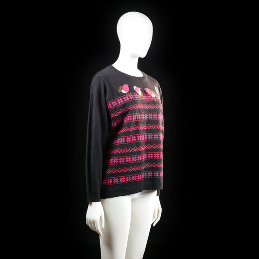 Mud Flower - sweater - Black, Pink - (Storlek: L, XL)