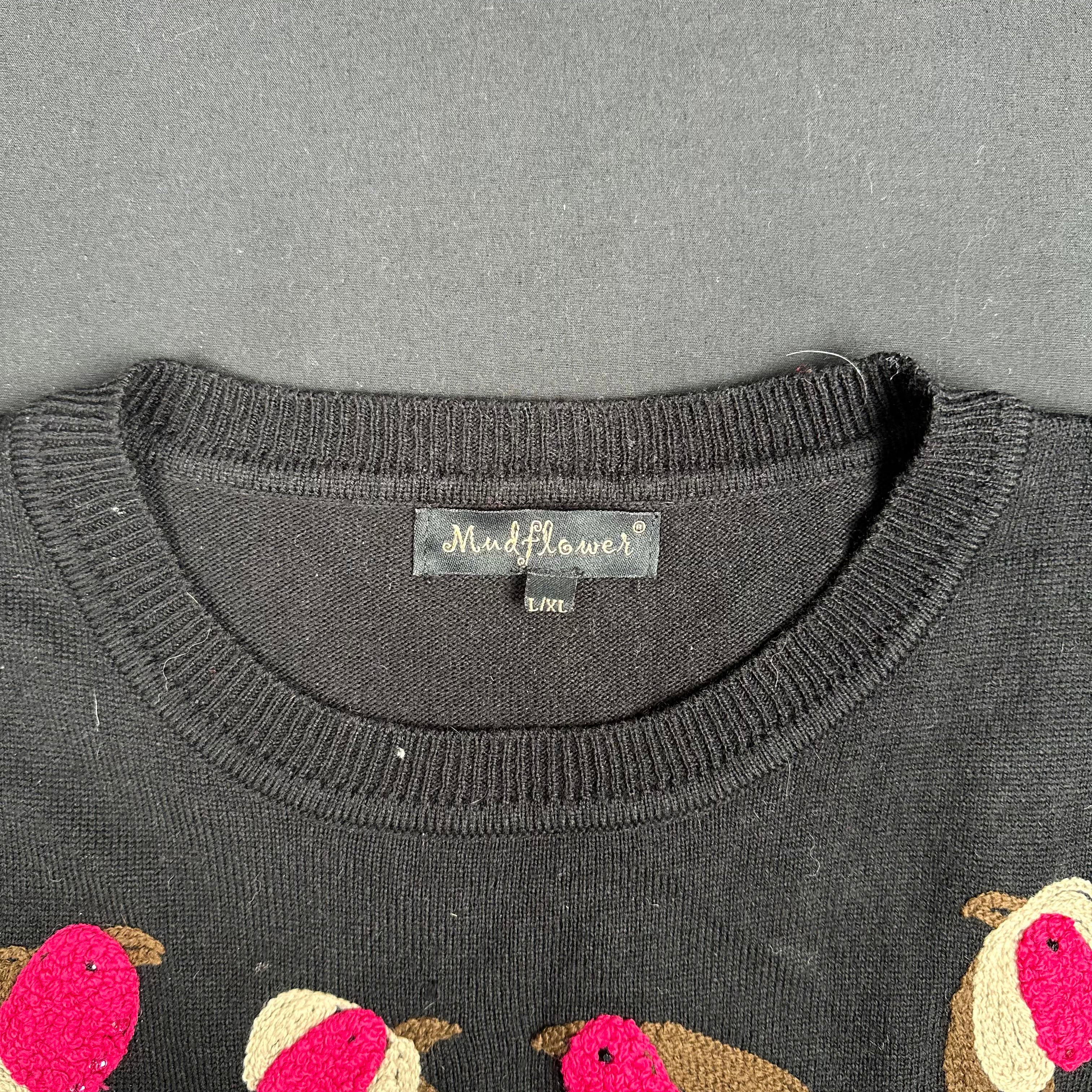 Mud Flower - sweater - Black, Pink - (Storlek: L, XL)