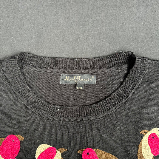 Mud Flower - sweater - Black, Pink - (Storlek: L, XL)