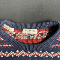 Selected Homme - sweater - Navy, Red - (Storlek: S)