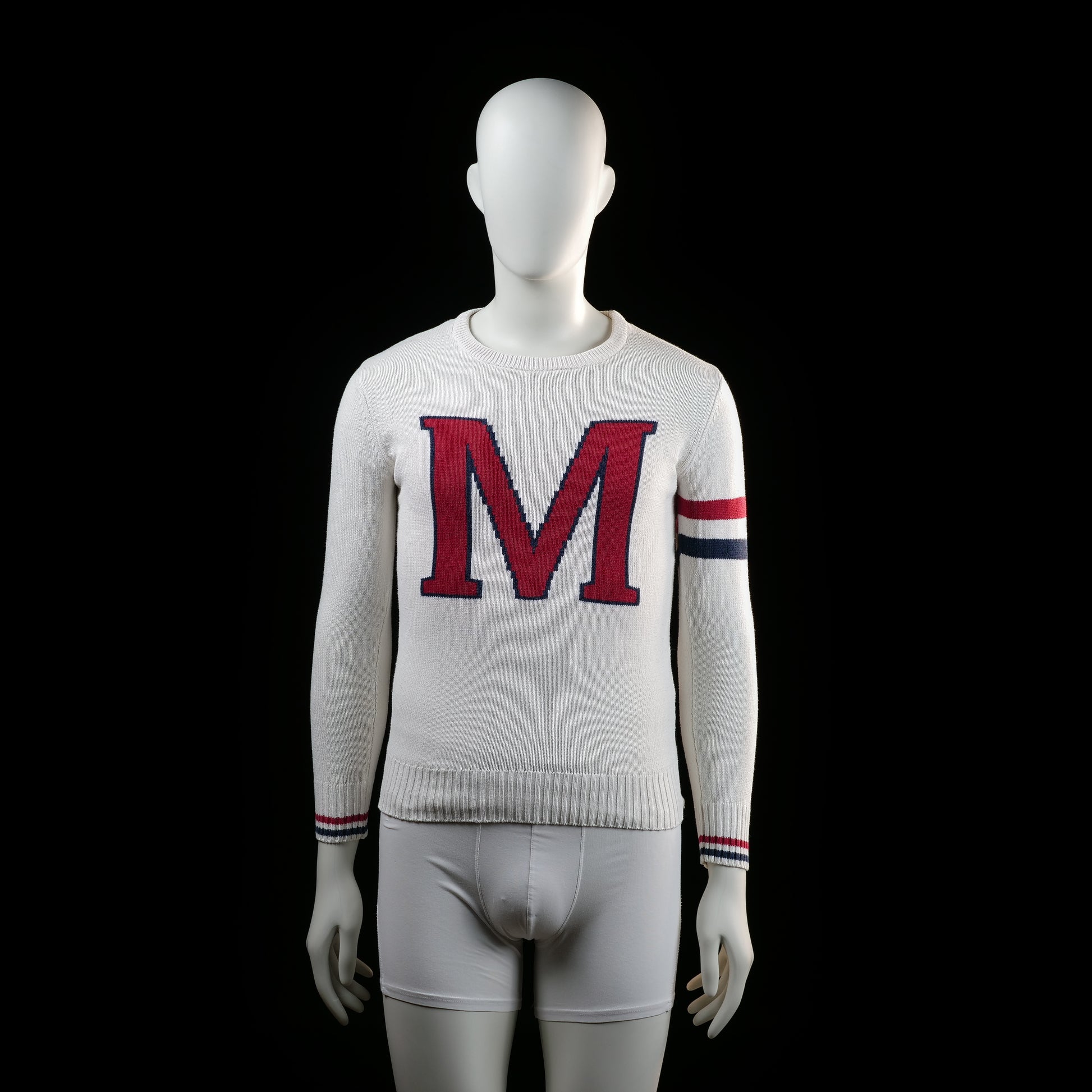 Marine - sweater - White, Red, Navy - (Storlek: S)