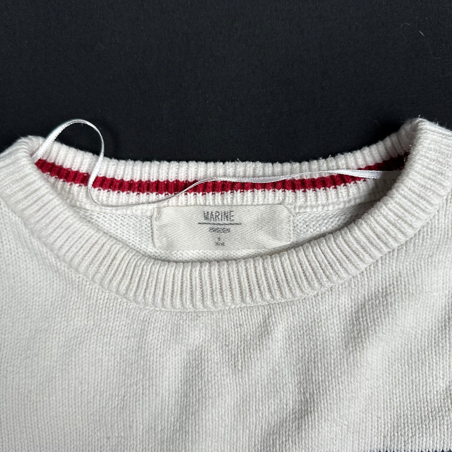 Marine - sweater - White, Red, Navy - (Storlek: S)