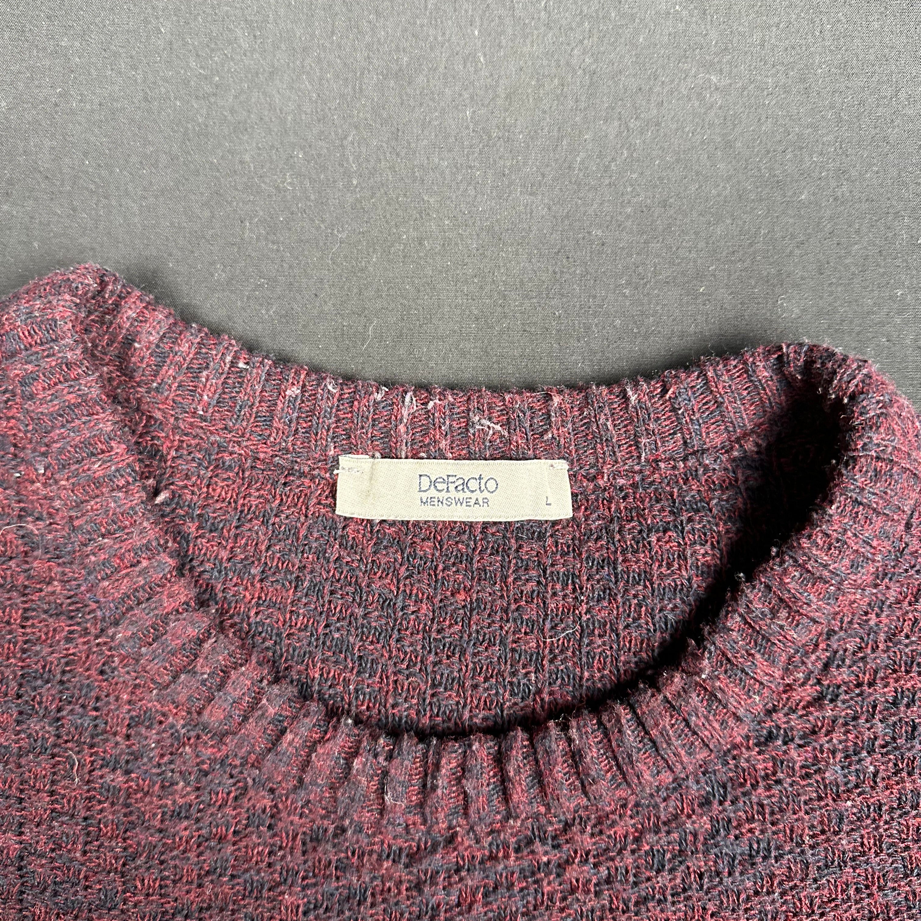 Defacto - sweater - Burgundy, Navy - (Storlek: L)