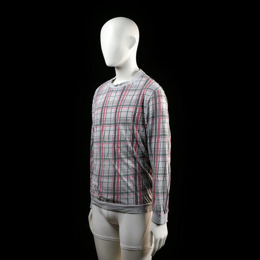 Identic - sweatshirt - Light Gray, Red - (Storlek: M)