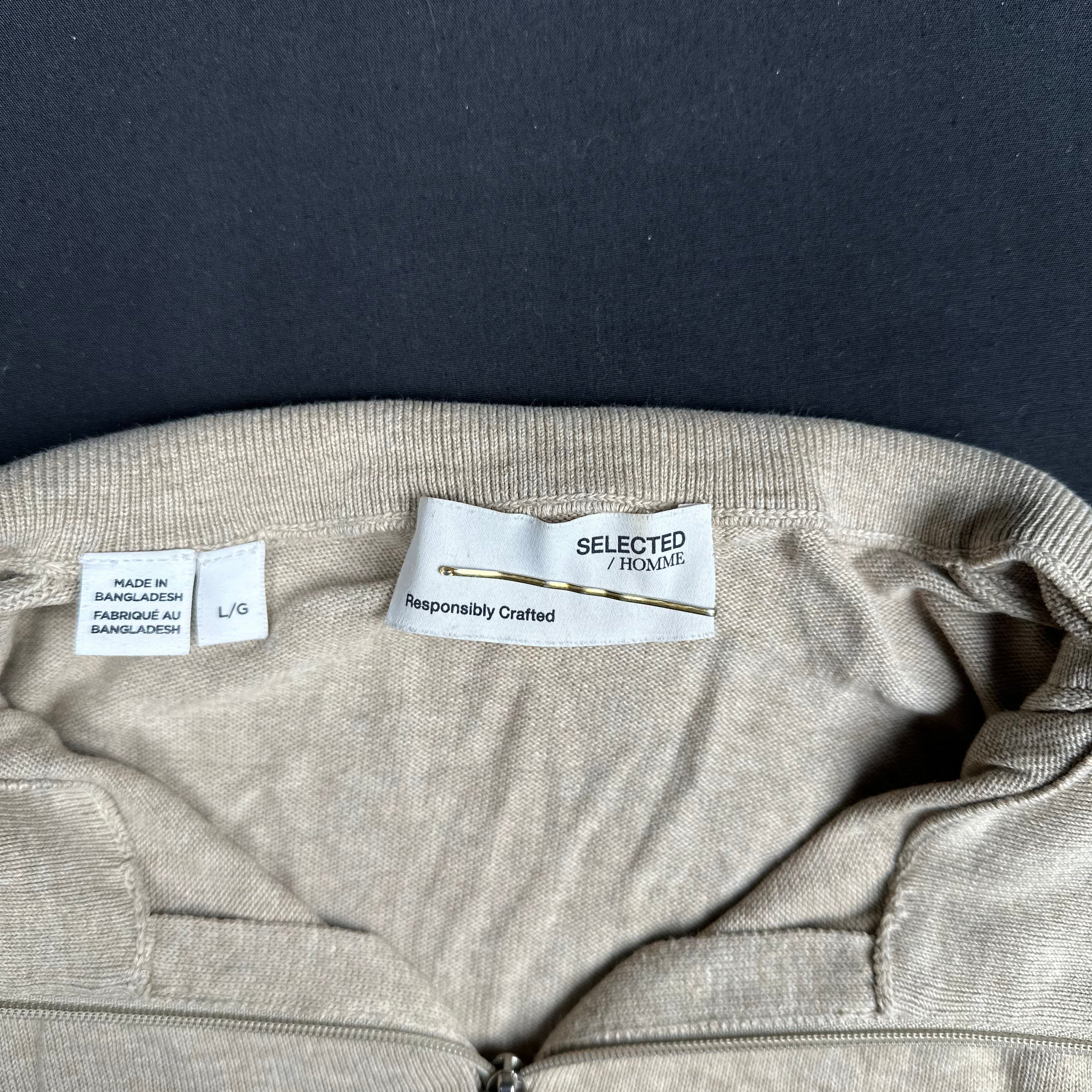 Selected Homme - long-sleeve top - Beige - (Storlek: L)