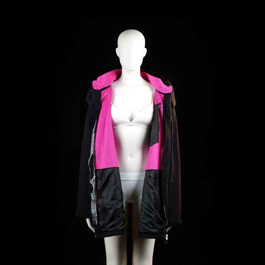 Janina - rain coat - Black, Pink - (Storlek: 50)