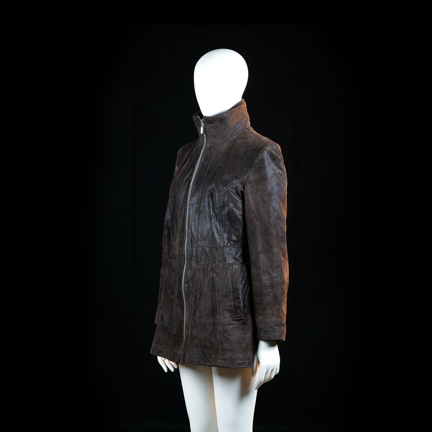 Donna - leather jacket - Dark Brown - (Storlek: 40)