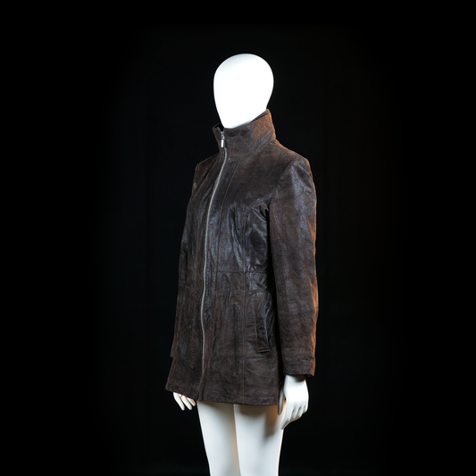 Donna - leather jacket - Dark Brown - (Storlek: 40)