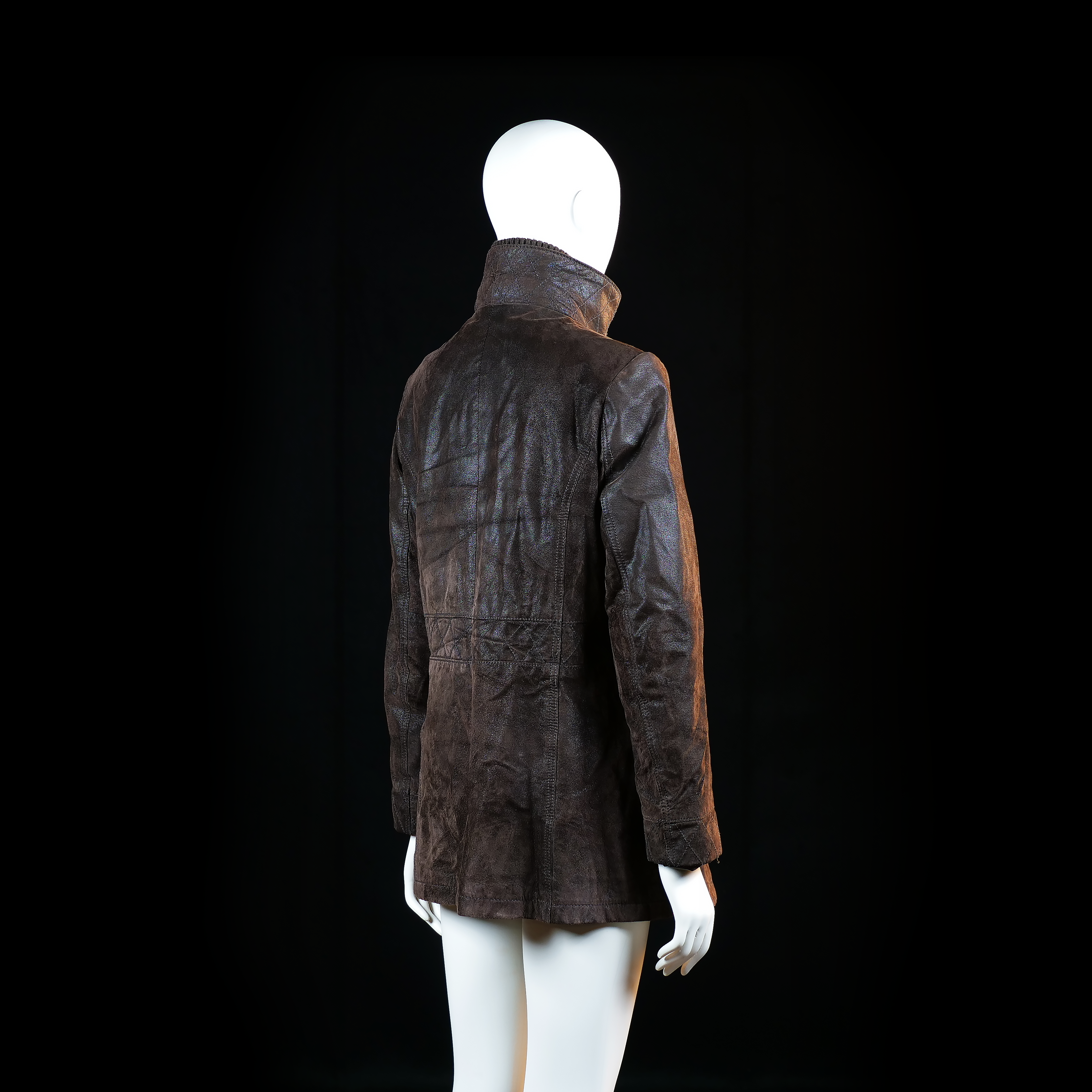 Donna - leather jacket - Dark Brown - (Storlek: 40)