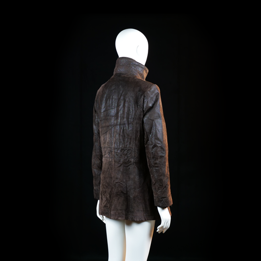 Donna - leather jacket - Dark Brown - (Storlek: 40)