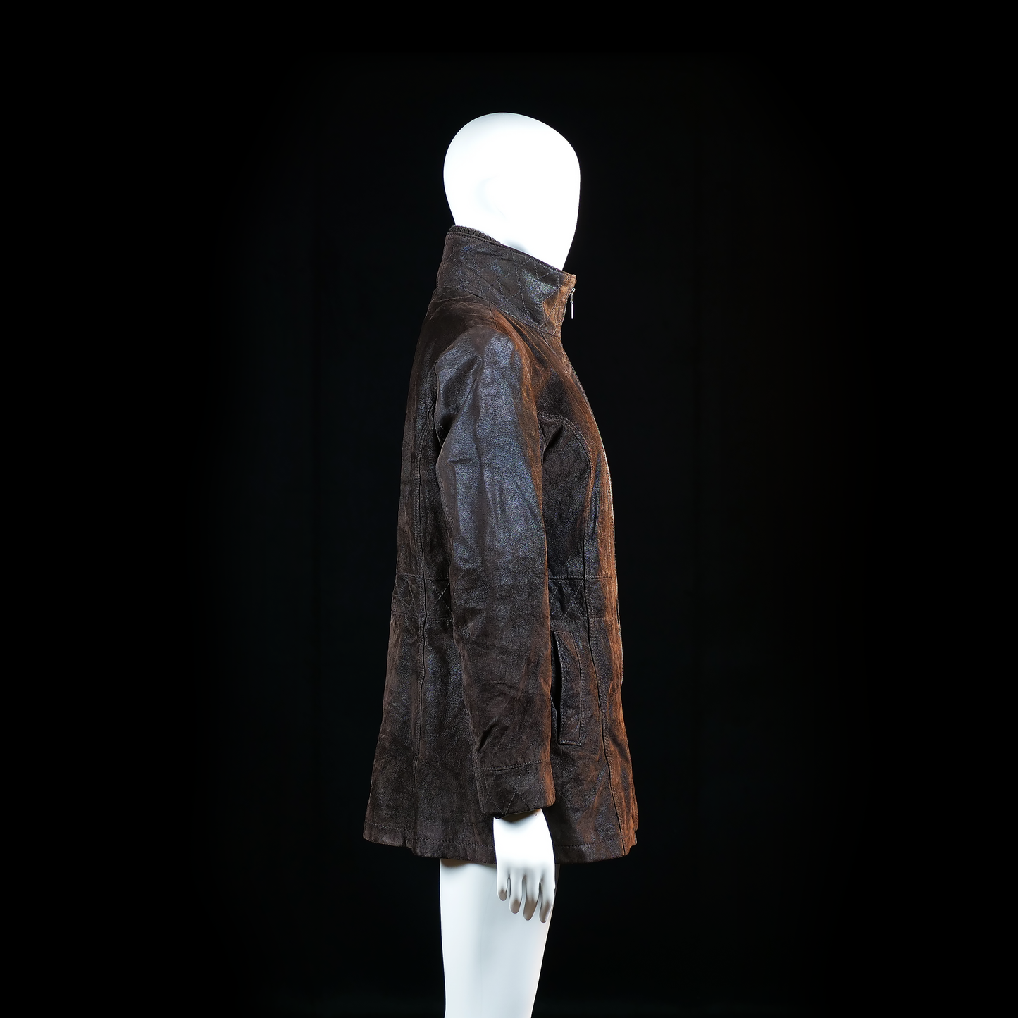 Donna - leather jacket - Dark Brown - (Storlek: 40)