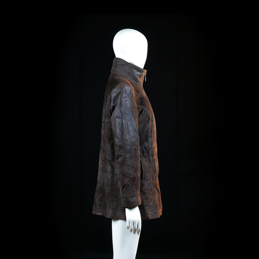 Donna - leather jacket - Dark Brown - (Storlek: 40)