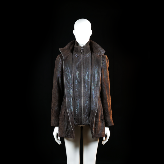 Donna - leather jacket - Dark Brown - (Storlek: 40)