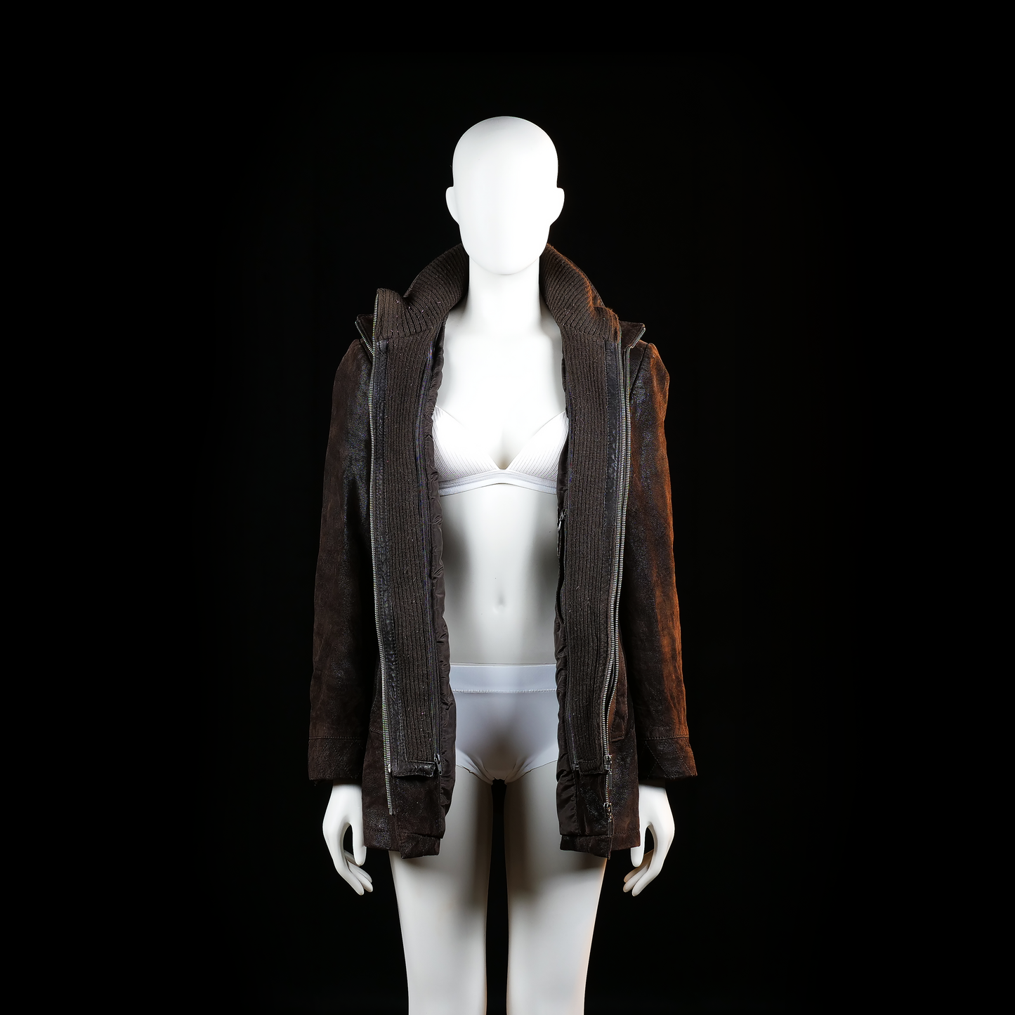 Donna - leather jacket - Dark Brown - (Storlek: 40)