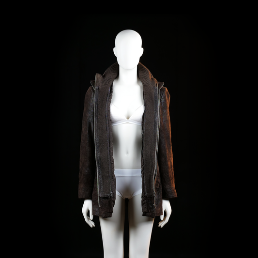 Donna - leather jacket - Dark Brown - (Storlek: 40)