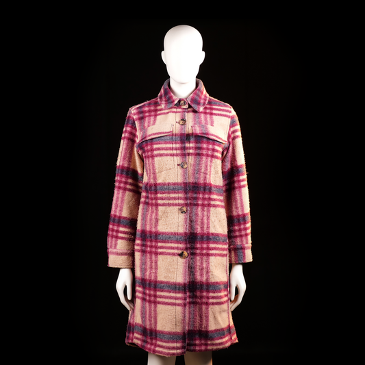 H&M - overcoat - Beige, Burgundy - (Storlek: XS)