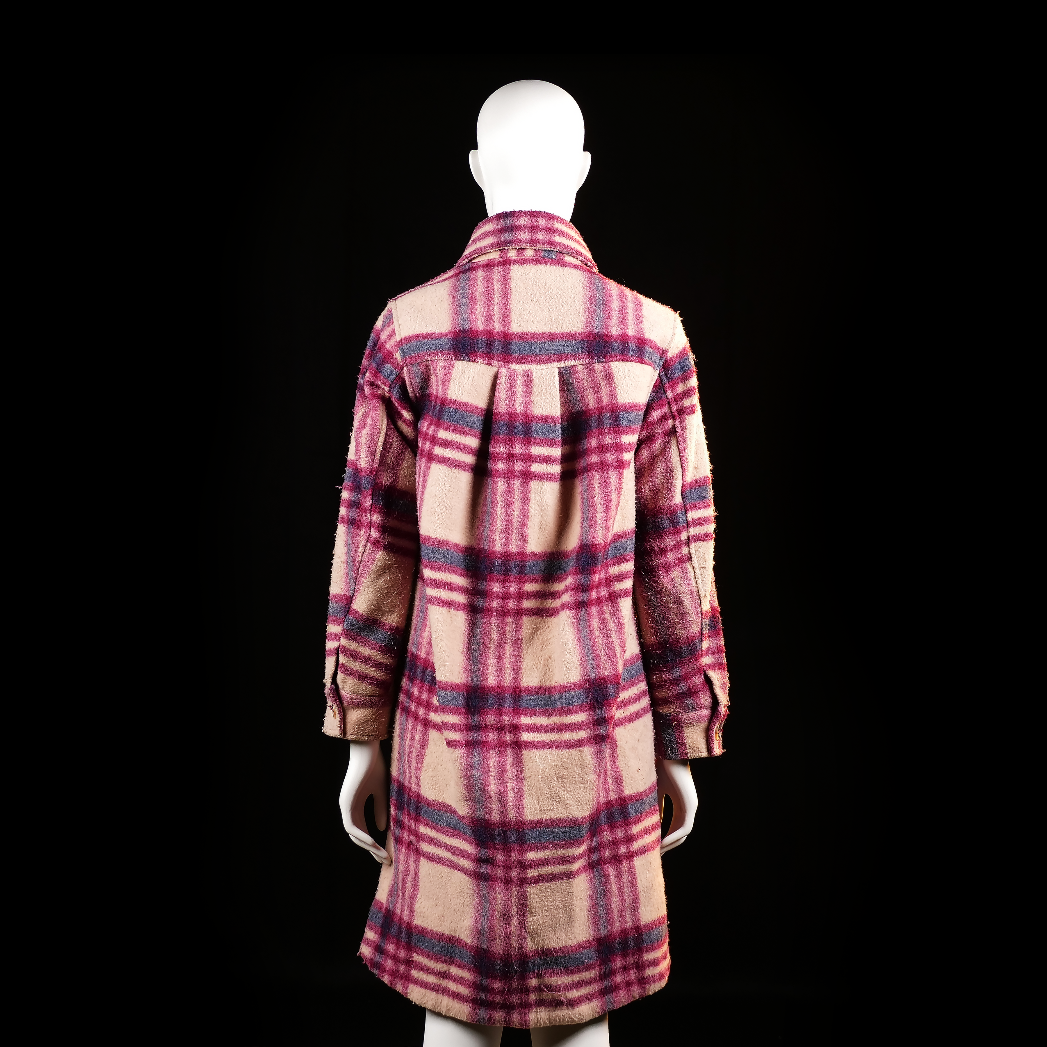 H&M - overcoat - Beige, Burgundy - (Storlek: XS)