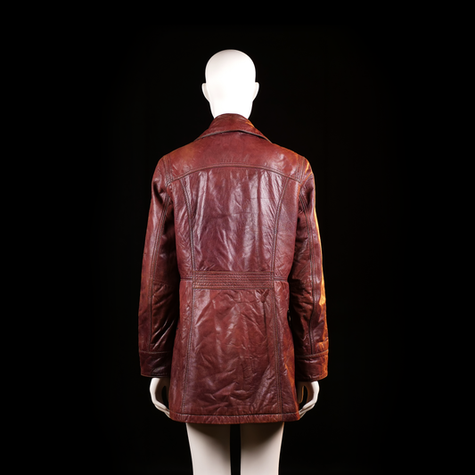 Donna - leather jacket - Brown - (Storlek: 42)