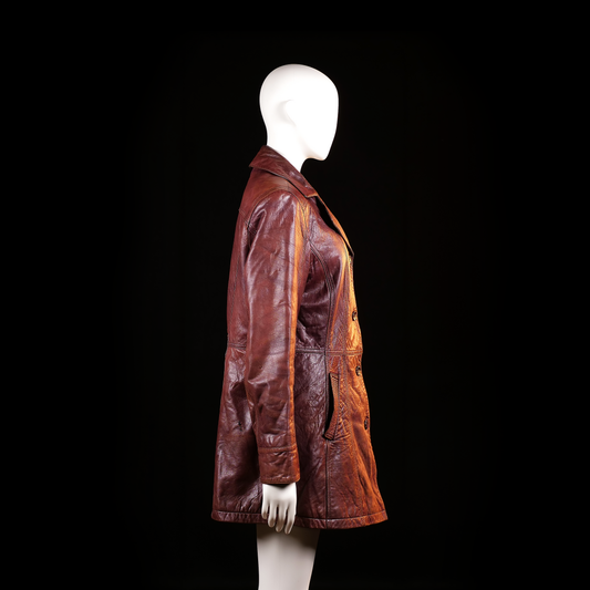 Donna - leather jacket - Brown - (Storlek: 42)