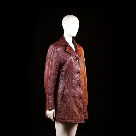 Donna - leather jacket - Brown - (Storlek: 42)