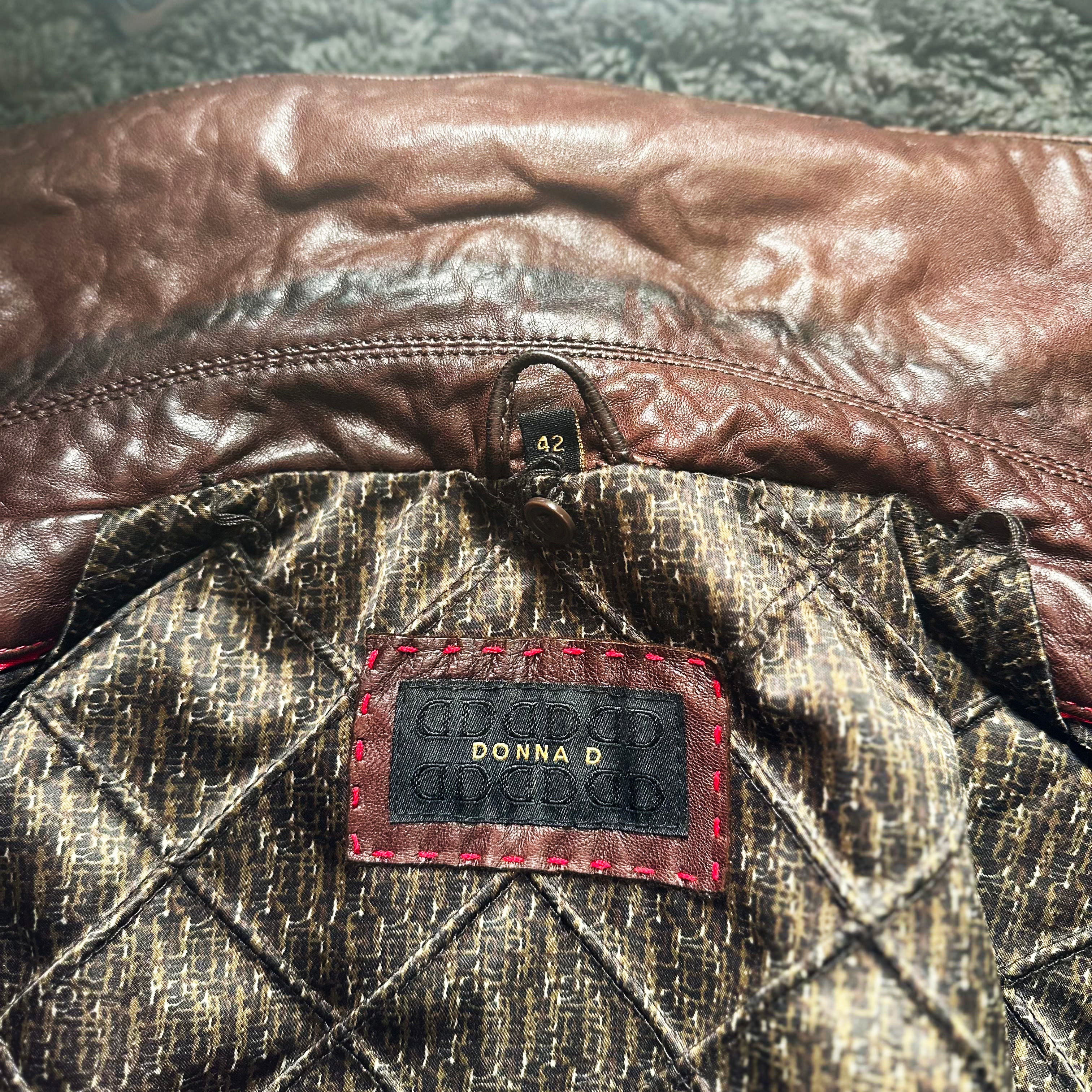 Donna - leather jacket - Brown - (Storlek: 42)